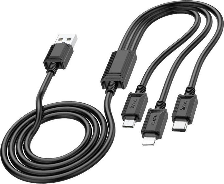 Produktbild Hoco Cable cable 3in1 USB A to Lightning / Micro USB / Type C 2A X76 1 m black (1 m)