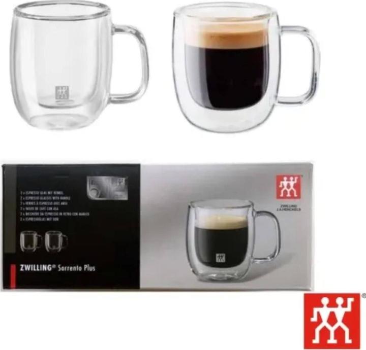 Produktbild Zwilling Sorrento Plus Espressogläser doppelwandig mit Henkel 2er Set (80 ml, 2 x)