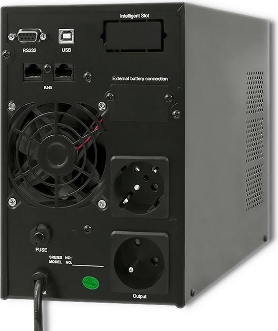 Actual product image Qoltec 53042 Uninterruptible Power Supply| On-line| Pure Sine Wave| 1kVA| (1000 VA, 800 W, Online double converter UPS)