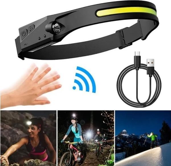 Actual product image Hurtel LED headlamp with IPX4 motion sensor USB-C 1200 mAh - black (350 lm)