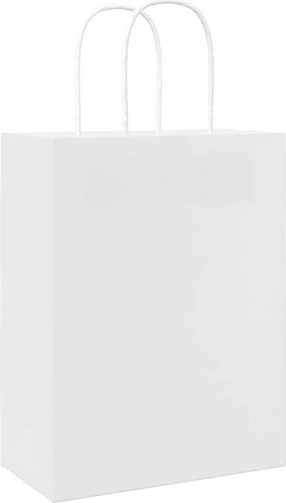 Produktbild VidaXL Kraftpapiertüten 250 Stk. mit Henkel Weiss 22x11x28 cm Papiertüte (Geschenktüte, 250 x)