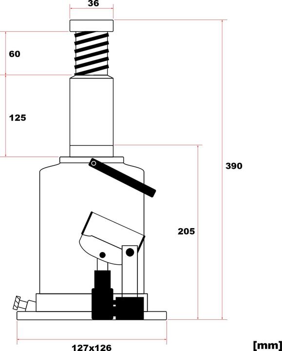 Actual product image Wiltec Hydraulic jack 10t car jacking ram bottle jack