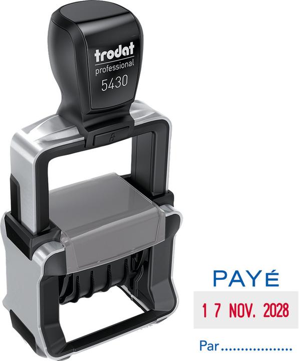Actual product image Trodat Date stamp with texts