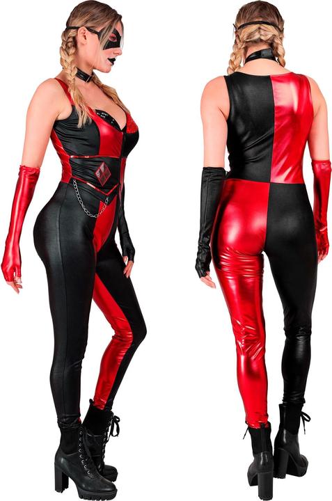 Actual product image Widmann Harlequin ladies' costume jumpsuit, necklace, eye mask, fingerless gloves, knife (S)
