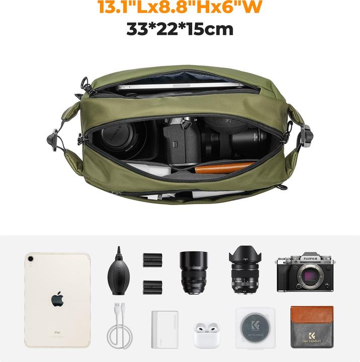 Image du produit K&F Concept Sling Bag 10L Urban Wander 01 (Sac à bandoulière pour appareil photo, 10 l)