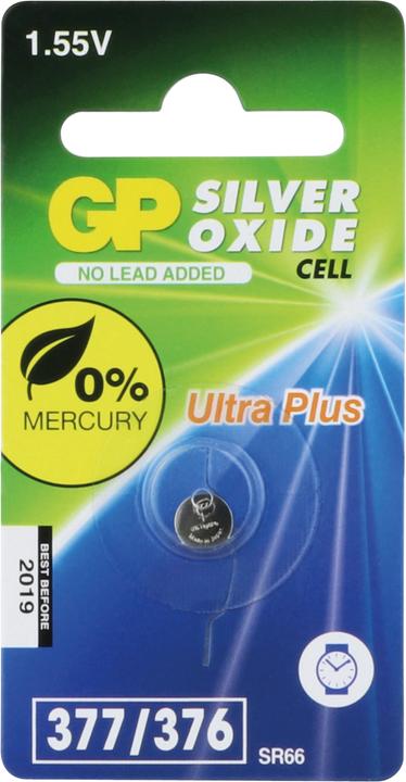 Produktbild GP Batteries GP Knopfzelle SR626SW / 377, 25mAh, Silberoxid (1 Stk., AG4, 25 mAh)