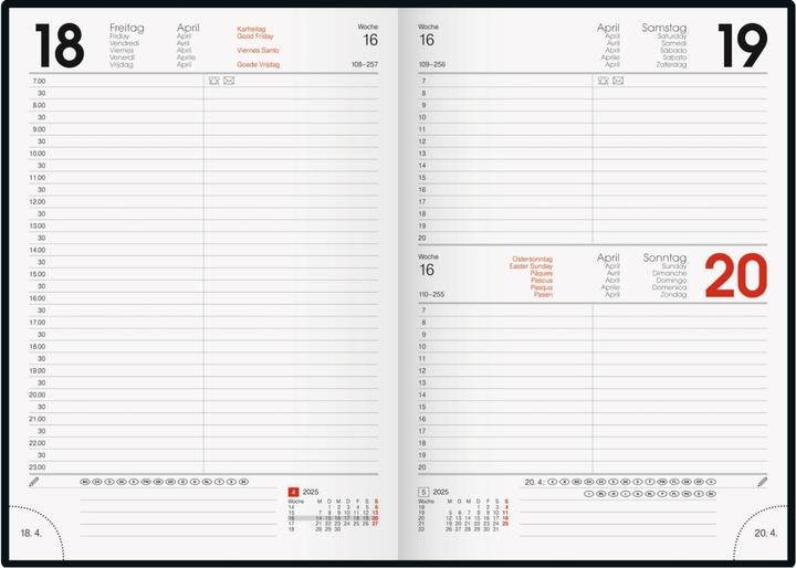 Nährwerte und Zutaten Buchkalender 795 A5 1 Tag/Seite Miradur-Einband blau 2025 (A5, Deutsch)