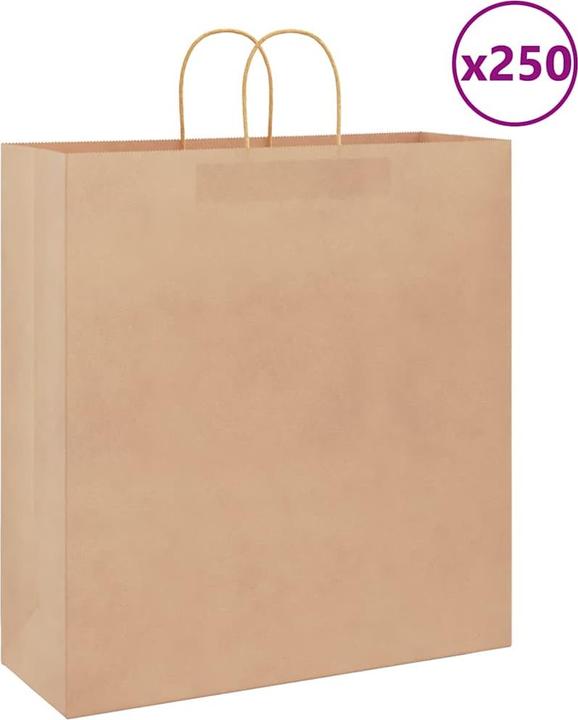 Actual product image VidaXL Kraft paper bags 250 pcs. with handle Brown 45x17x48 cm paper bag (Gift bag, 250 x)