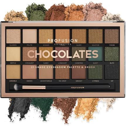 Profusion - Eyeshadow Palette palette 21 eye shadows with brush Chocolates (Chocolates)