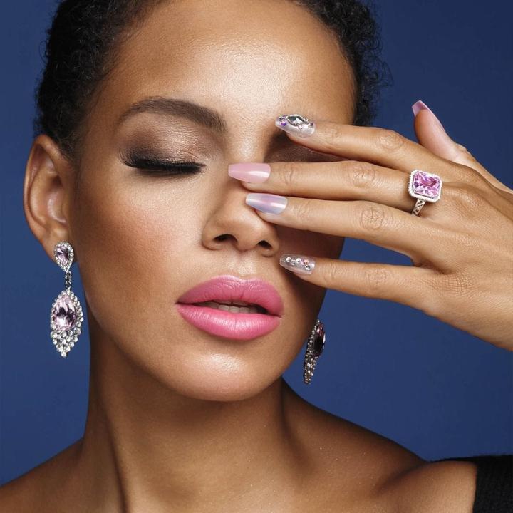 Actual product image Herba Kiss Majestic Nails - In A Crown (Artificial nails, Rose, Transparent)