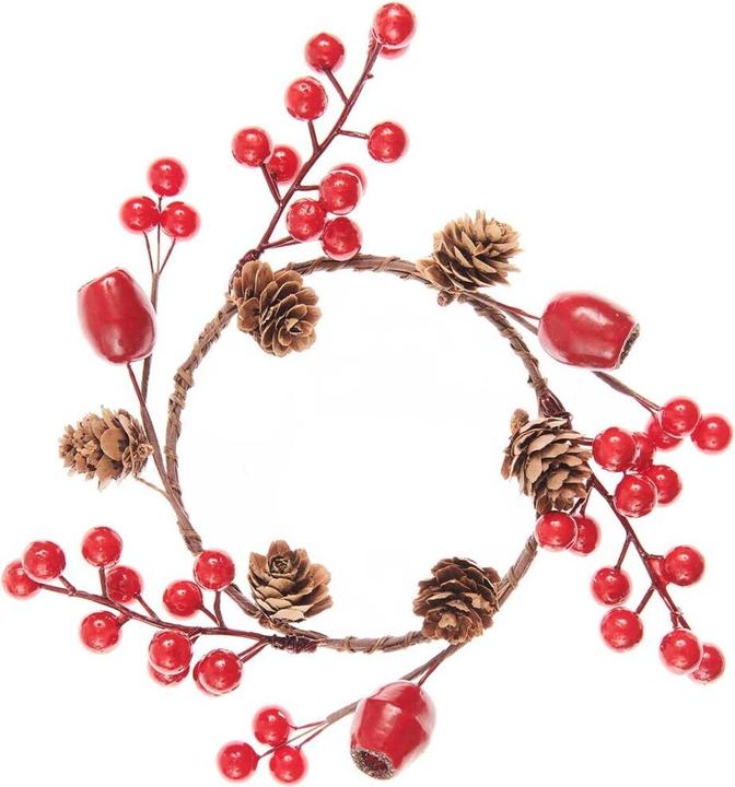 Produktbild Rico Design Zapfen-Kranz m.Beeren rot.701098