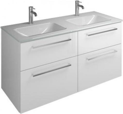 Actual product image burgbad Eqio glass double wash basin including vanity unit, width 1220 mm