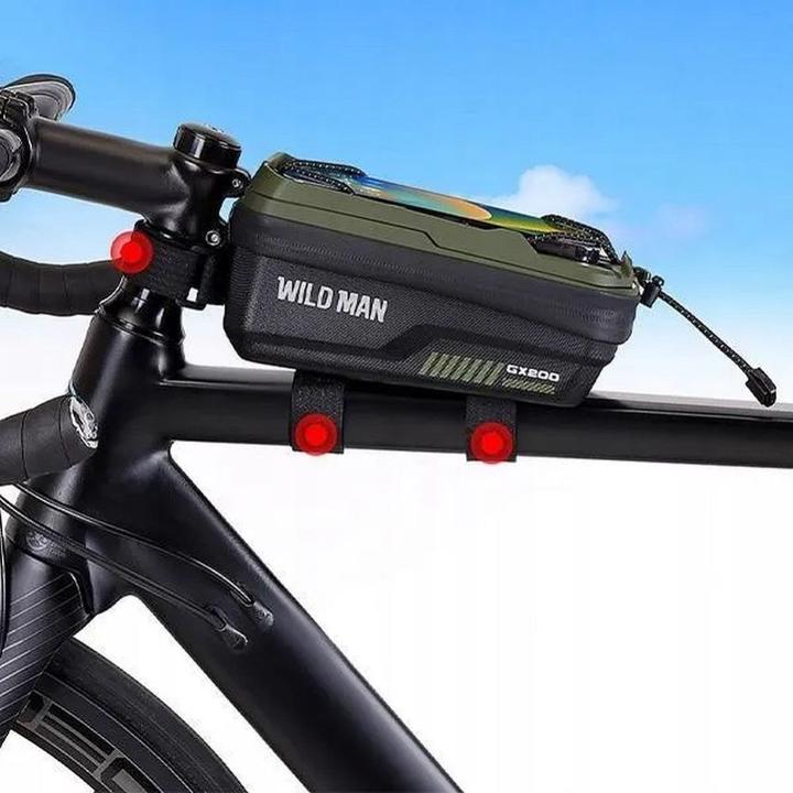 Actual product image Wildman Bicycle accessory traveling bag for bike frame with zipper 1L (4 "- 7") GX200 green (1 l, Frame bag)
