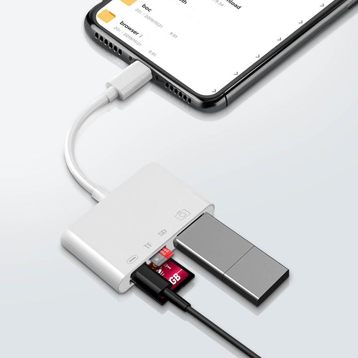 Image du produit Avizar Lightning iPhone / iPad Adaptateur lecteur de carte pour USB / Micro-SD /Lightning - Blanc