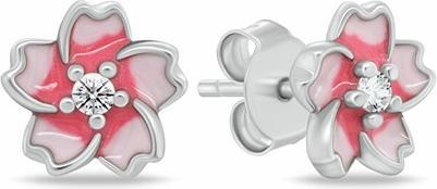 Produktbild Brilio Silver - Silver hoop earrings Flower with zircon EA1116WPU