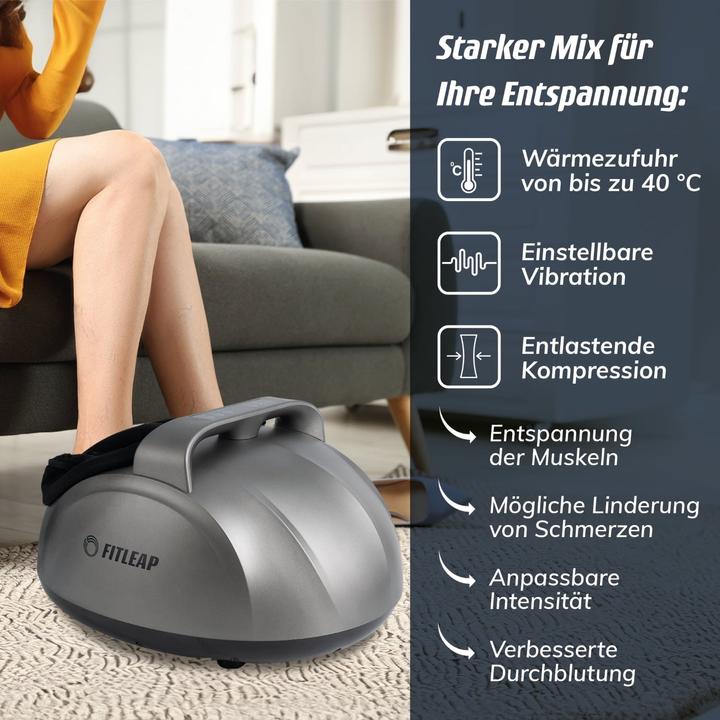 Immagine prodotto Fitleap Fussmassagegerät 9 Intensitäten, 5 Programme, bis Gr. 44, inkl. Fernbedienung, Wärmefunktion