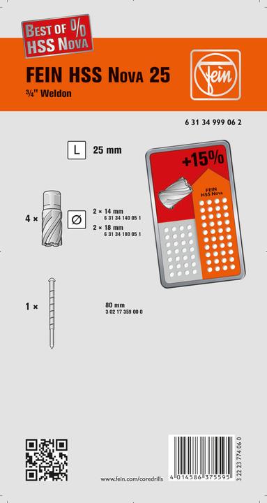 Actual product image Fein Core drill set 63134999062 1 S (2.0 millimetre)
