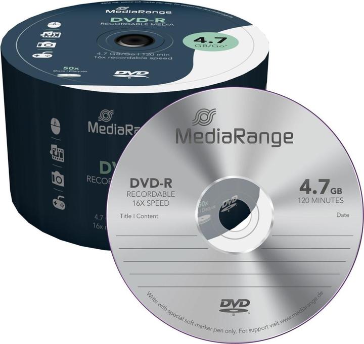 Produktbild MediaRange DVD-R 4.7GB, 50er Spindel (50 x)