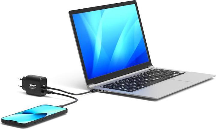 Actual product image Port Designs Alim USB 65W Techno GaN USB A + USB C sans câbles (65 W)