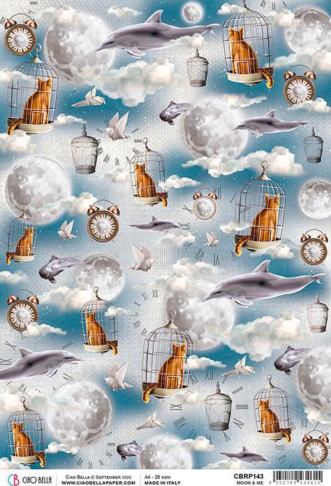 Produktbild Ciao Bella Motiv-Strohseide Moon & Me "In den Wolken", ca. 30 x 21,5 cm (28 g/m², 1 x)