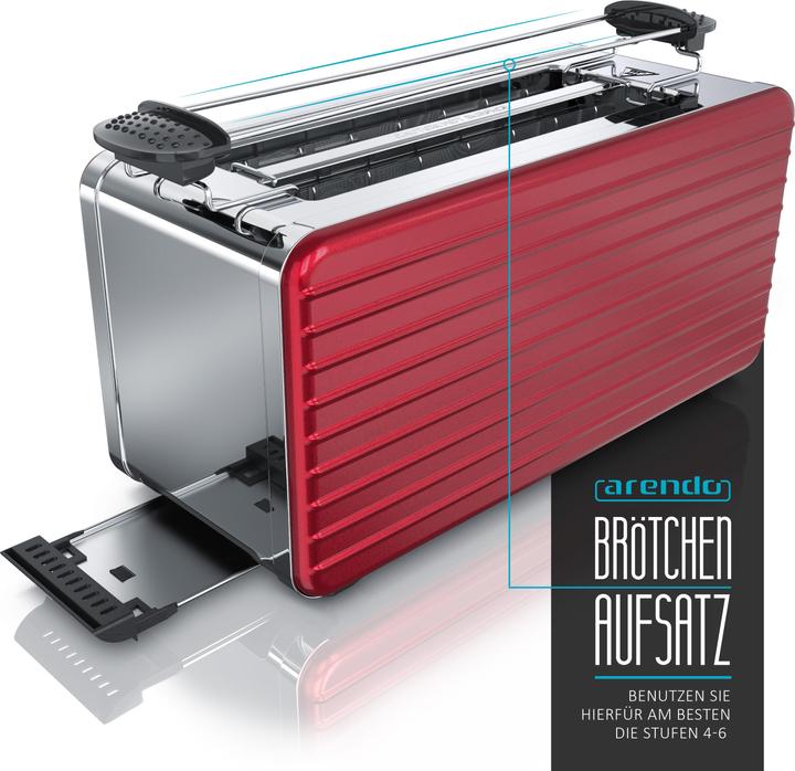 Immagine prodotto Arendo Tostapane a fessura lunga per 4 fette, 1500 W, acciaio inox, scalda panini, DESAYUNO (Spina UE)