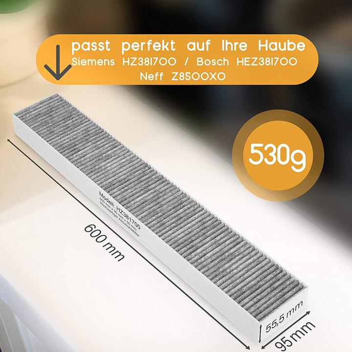 Produktbild Purero Activated carbon filter for Siemens HZ381700 / Bosch HEZ381700 / Neff Z8500X0 high-quality CleanAir