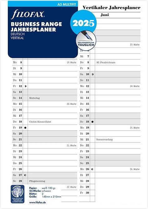 Immagine prodotto Filofax A5 PIANO ANNUALE 2025 TEDESCO (A5, Tedesco)