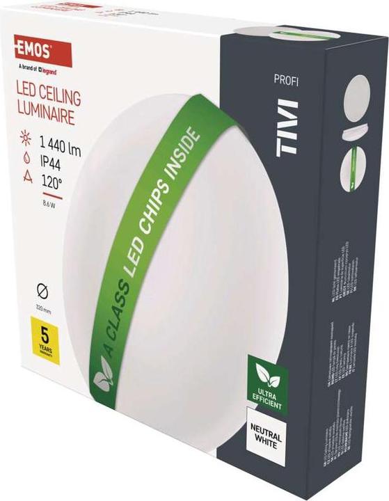 Actual product image Emos LED ceiling light TIVI, round white 8.6W, IP44, neutral white (1440 lm)