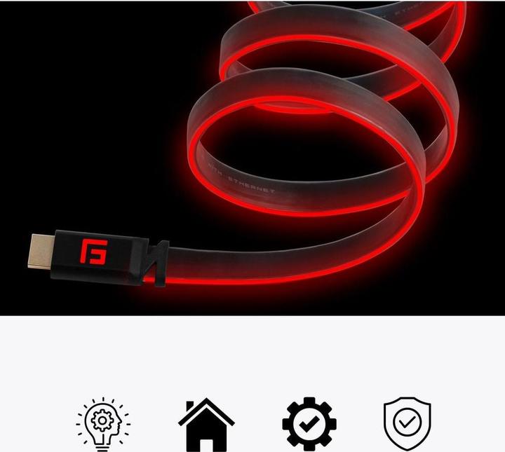 Actual product image Floating Grip HDMI Cable High Speed 8K/60Hz LED 3.0m red (3 m, HDMI)