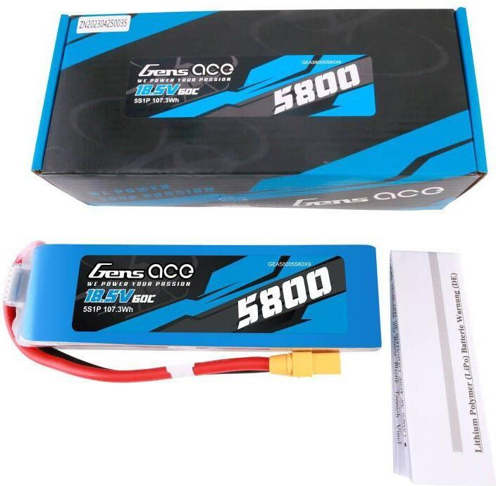 Productafbeelding Gens Ace 5800mAh 60C 18,5V 5S1P Lipo accu met XT90 stekker (18.50 V, 5800 mAh)