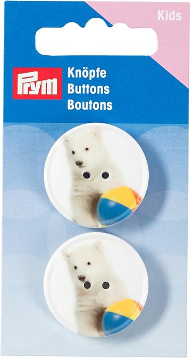 Image du produit Prym Bouton 2 trous, ours polaire, blanc/multicolore 28 mm, 2 pcs.