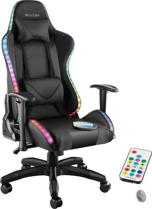 Image du produit tectake Chaise de gaming TARTAROS avec fonction massage et LED