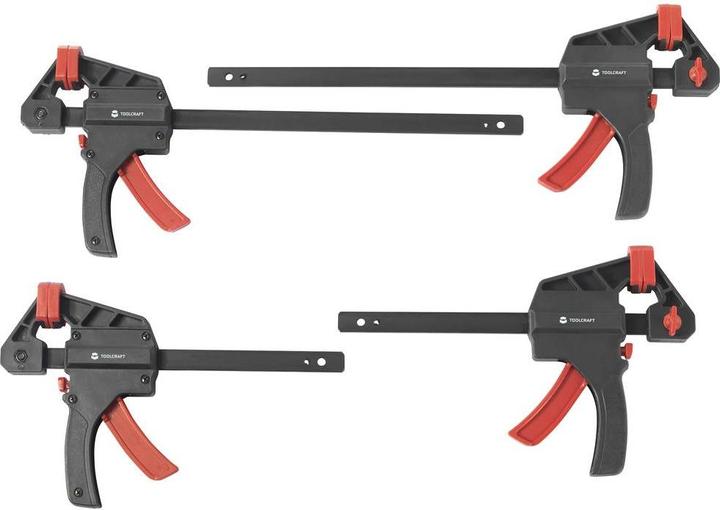 Productafbeelding Toolcraft TO-7870761 Eenhandsklem, set van 4 (15 cm & 30 cm) Spanbreedte ( (300 mm)