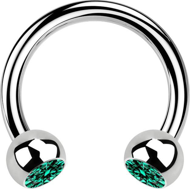 Actual product image Star Piercing Circular barbell silver with two turquoise crystal balls (without brass, Surgical steel 316L)