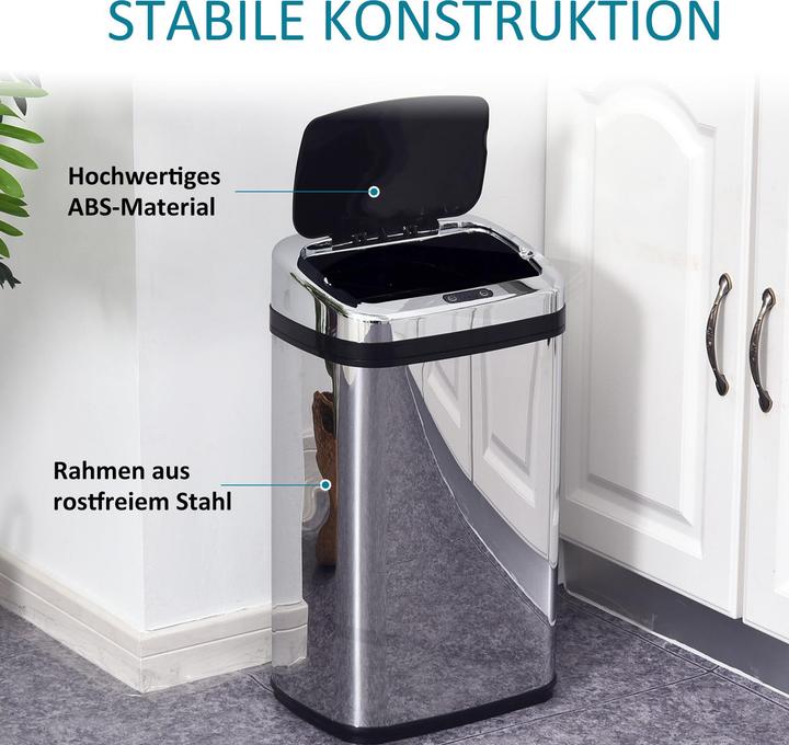 Produktbild Swisshandel24 Mülleimer Abfalleimer IR Sensor mit/ohne Inneneimer Edelstahl rund viereckig (30L/viereckig) (30 l)