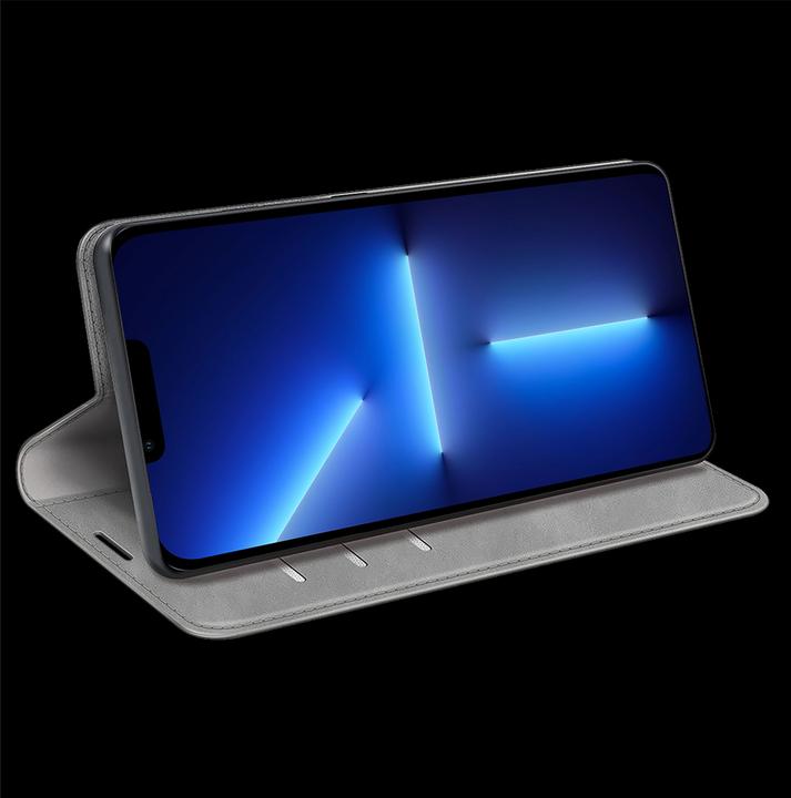 Produktbild Cazy Book Case Kompatibel mit iPhone 13 Pro Max - Hülle klappbar Magnetisch Kunstleder - Grau (Apple iPhone 13 Pro Max)