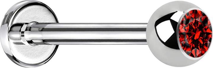 Star Piercing Micro Labret silber mit Kugel Kristall rot (ohne Messing, Chirurgenstahl 316L)
