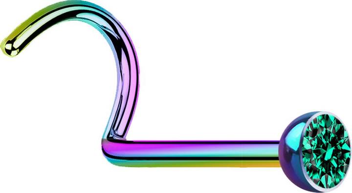 Image du produit Star Piercing Clous de nez courbes colorés avec cristal turquoise (Acier chirurgical 316L, sans laiton)