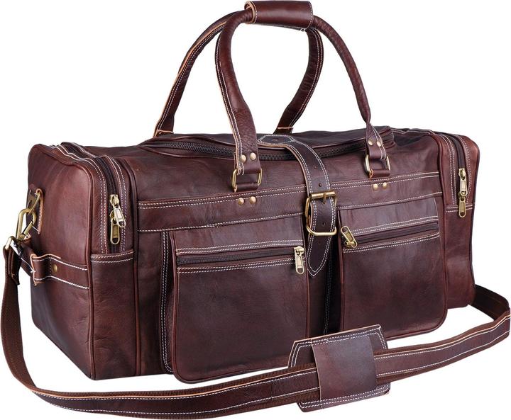 Only-Bags.Store Herren Echtleder Overnight Weekender Travel Duffel Bag, Vintage Brown Large Duffel Bag, Echtleder
