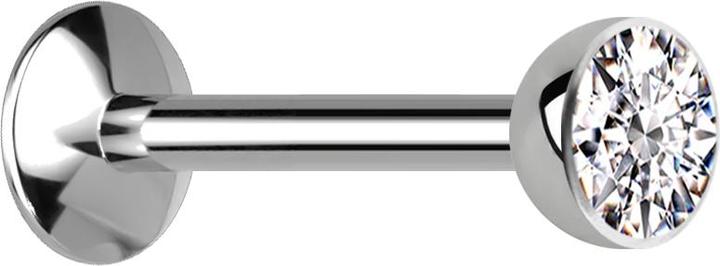 Actual product image Star Piercing Micro Internal Thread Labret UFO Silver Hemisphere with Crystal Silver (without brass, Titanium G23)