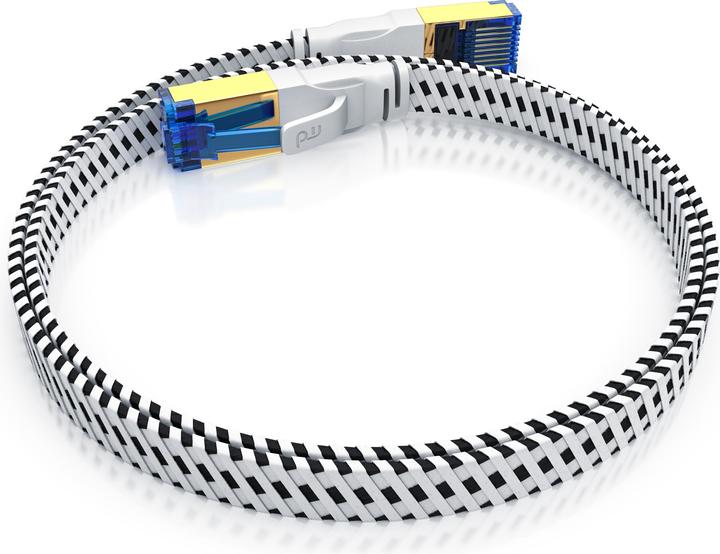 Immagine prodotto Primewire Cavo di rete CAT 8 con rivestimento in cotone piatto - cavo patch LAN - cavo dati - cavo a nastro (U/FTP, CAT8.1, 0.50 m)