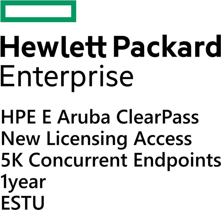 Actual product image HPE E Aruba ClearPass, New Licensing, Access, 5K Concurrent Endpoints 1yr, E-STU (5000 Devices, 12 months)