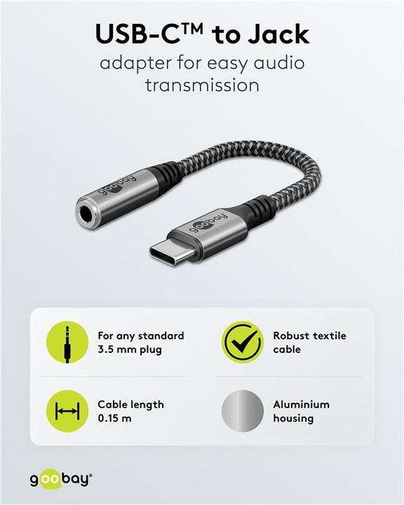 Produktbild Goobay Adapter USB-C auf Klinke (USB Typ C, 3.5mm Klinke)