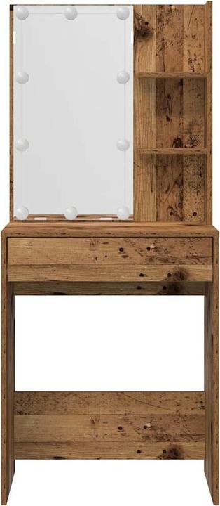 Image du produit VidaXL Schminktisch-Set mit LED-Leuchten Altholz-Optik Holzwerkstoff (60 x 40 x 140 cm)