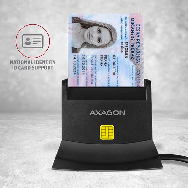 Actual product image Axagon CRE-SM2 USB Smart Card and SD/microSD/SIM Card Reader - USB 2.0 (USB 2.0)