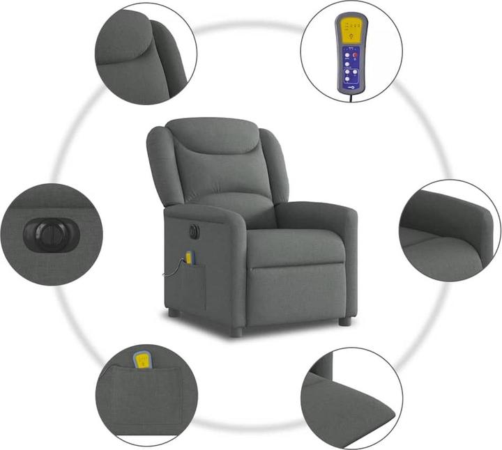 Produktbild VidaXL Massagesessel Elektrisch Dunkelgrau Stoff