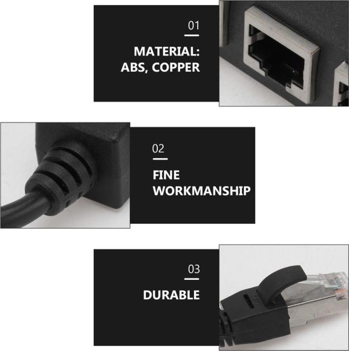 Actual product image Apfelkiste 4-fach Ethernet LAN RJ45 Netzwerk Adapter Splitter Cat7 / Cat6 / Cat5 - Schwarz