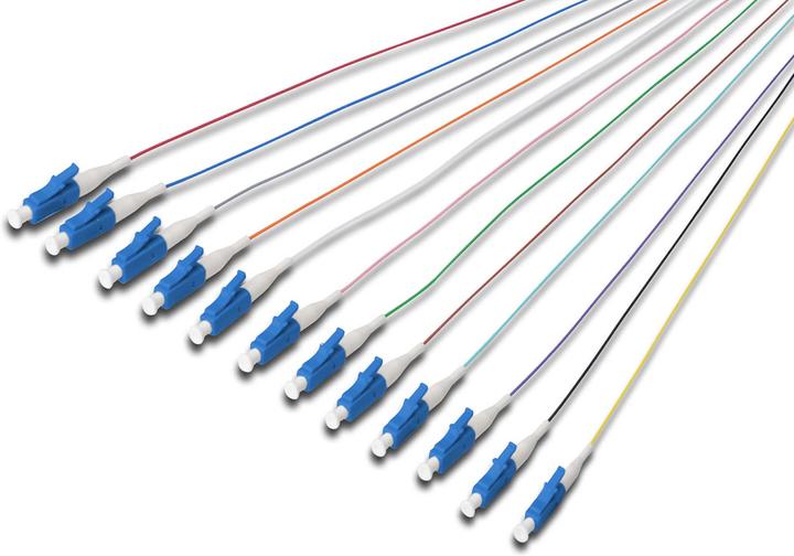 Actual product image Digitus LC Fiber Pigtail Loose Buffer 09/125 12 pcs. color code DIN IEC 304 singlemode OS2 length 2m (2 m)