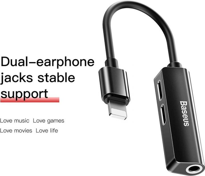 Actual product image Baseus L52 3-in-1 Adapter (Lightning, 3.5mm jack)