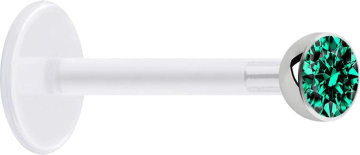 Actual product image Star Piercing Micro Labret transparent with ball and crystal turquoise (without brass, Surgical steel 316L, Bioflex)
